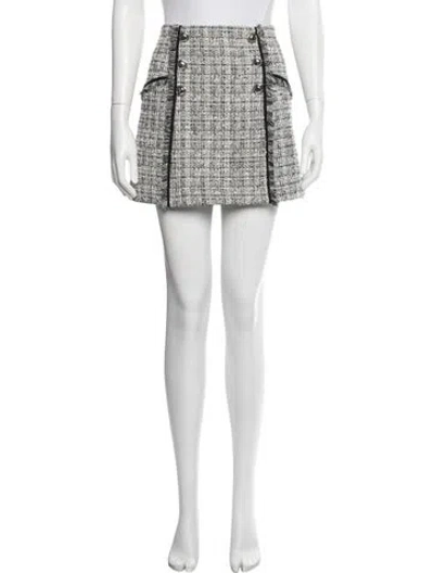 Pre-owned Veronica Beard Tweed Pattern Mini Skirt In Metallic/white
