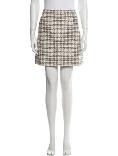Pre-owned Veronica Beard Tweed Pattern Mini Skirt In Neutral