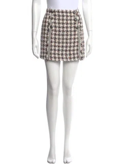 Pre-owned Veronica Beard Tweed Pattern Mini Skirt In Neutral
