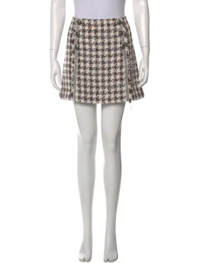 Pre-owned Veronica Beard Tweed Pattern Mini Skirt In Neutral