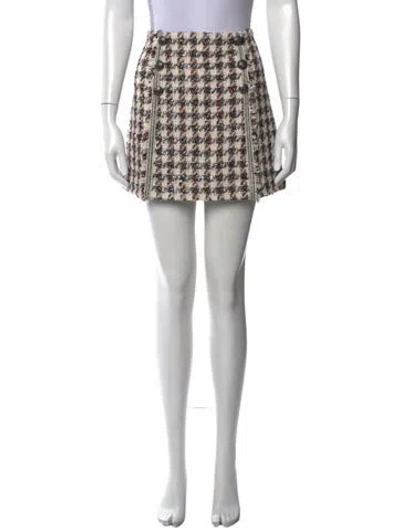 Pre-owned Veronica Beard Tweed Pattern Mini Skirt In Neutral
