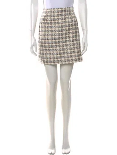 Pre-owned Veronica Beard Tweed Pattern Mini Skirt In Neutrals