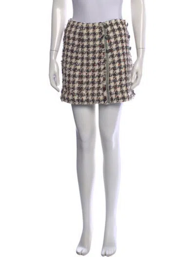 Pre-owned Veronica Beard Tweed Pattern Mini Skirt In Neutrals