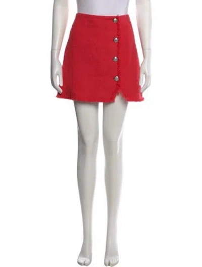 Pre-owned Veronica Beard Tweed Pattern Mini Skirt In Red