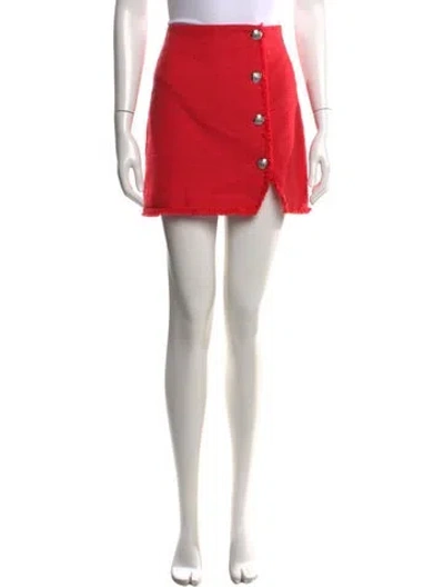 Pre-owned Veronica Beard Tweed Pattern Mini Skirt In Red