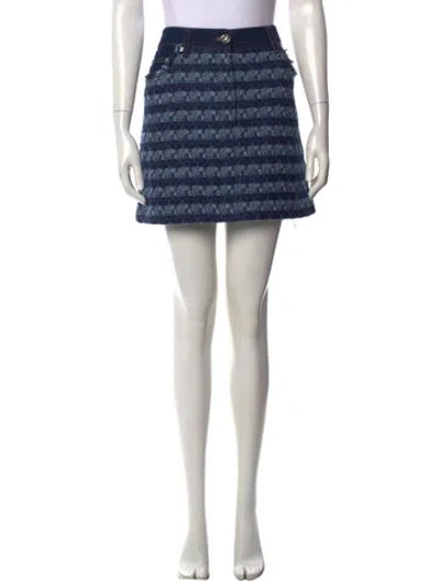 Pre-owned Veronica Beard Tweed Pattern Mini Skirt W/ Tags In Blue