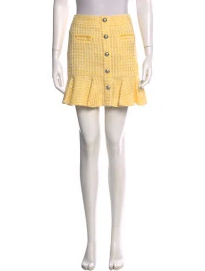 Pre-owned Veronica Beard Tweed Pattern Mini Skirt W/ Tags In Yellow