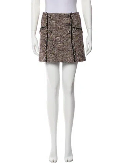 Pre-owned Veronica Beard Tweed Pattern Mini Skirt In White