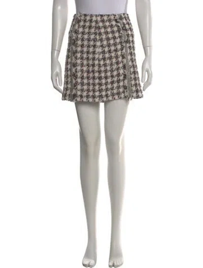 Pre-owned Veronica Beard Tweed Pattern Mini Skirt In White