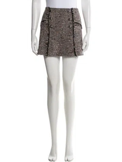 Pre-owned Veronica Beard Tweed Pattern Mini Skirt In White