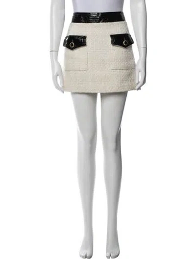 Pre-owned Veronica Beard Tweed Pattern Mini Skirt In White