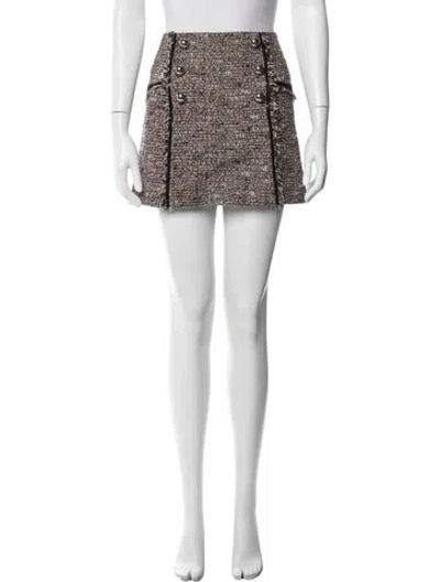 Pre-owned Veronica Beard Tweed Pattern Mini Skirt In White