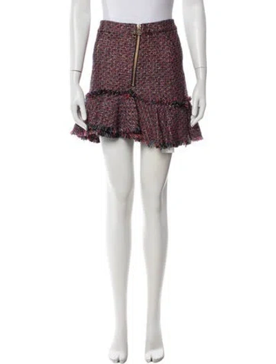 Pre-owned Veronica Beard Tweed Pattern Mini Skirt In White
