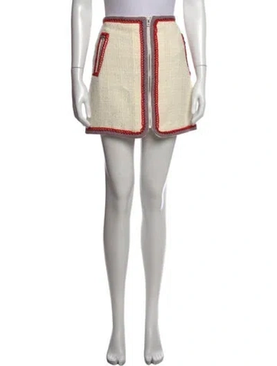 Pre-owned Veronica Beard Tweed Pattern Mini Skirt In White