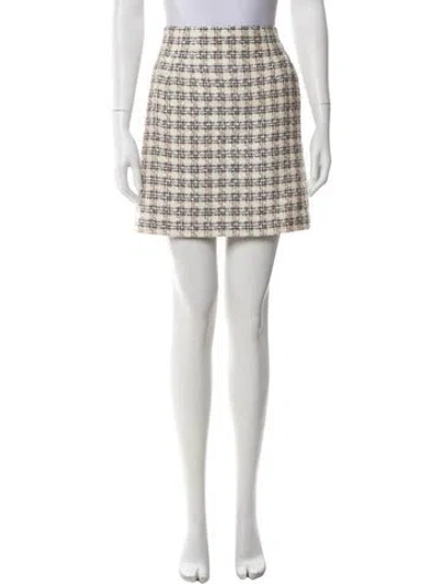 Pre-owned Veronica Beard Tweed Pattern Mini Skirt In Yellow