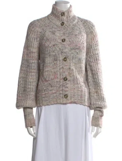 Pre-owned Veronica Beard Tweed Pattern Mock Neck Sweater In Gray