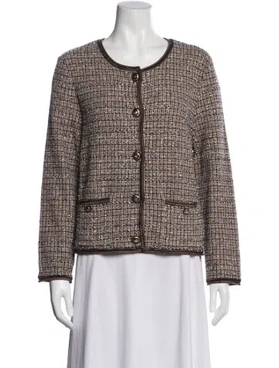 Pre-owned Veronica Beard Tweed Pattern Open Front Sweater In Multi