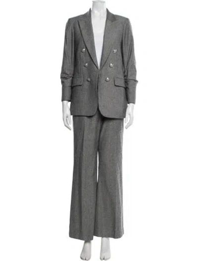 Pre-owned Veronica Beard Tweed Pattern Pantsuit In Grey