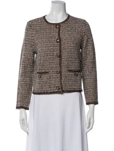 Pre-owned Veronica Beard Tweed Pattern Scoop Neck Sweater In Multi