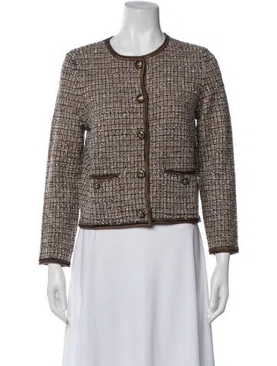Pre-owned Veronica Beard Tweed Pattern Scoop Neck Sweater In Multi