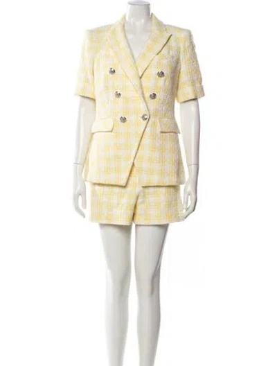 Pre-owned Veronica Beard Tweed Pattern Short Set W/ Tags In Yellow