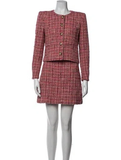 Pre-owned Veronica Beard Tweed Pattern Skirt Set In Red