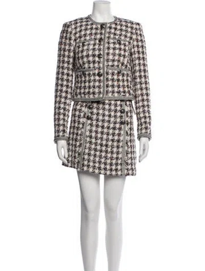 Pre-owned Veronica Beard Tweed Pattern Skirt Suit W/ Tags In Neutrals