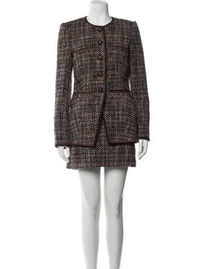 Pre-owned Veronica Beard Tweed Pattern Skirt Suit In White