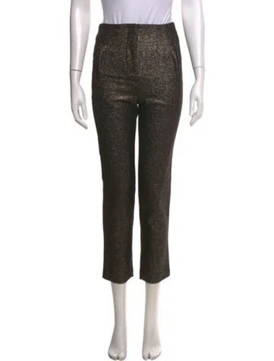 Pre-owned Veronica Beard Tweed Pattern Straight Leg Pants In Black/metallic