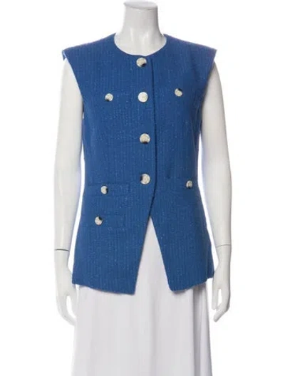 Pre-owned Veronica Beard Tweed Pattern Vest In Blue