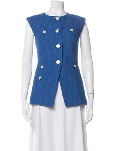 Pre-owned Veronica Beard Tweed Pattern Vest In Blue
