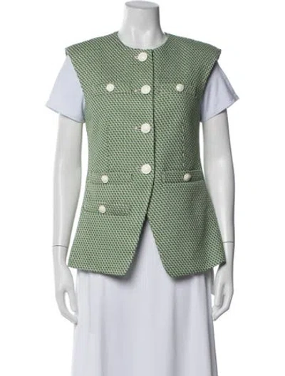 Pre-owned Veronica Beard Tweed Pattern Vest In Green