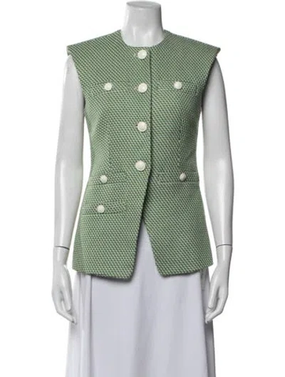 Pre-owned Veronica Beard Tweed Pattern Vest In Green