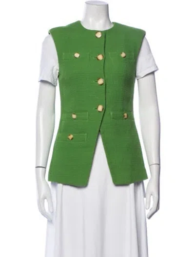 Pre-owned Veronica Beard Tweed Pattern Vest In Green