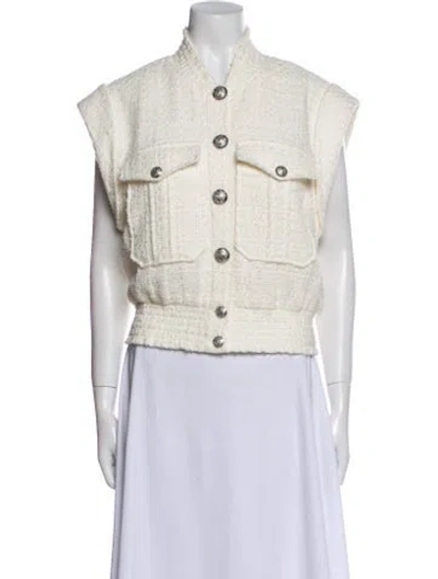 Pre-owned Veronica Beard Tweed Pattern Vest In Neutral