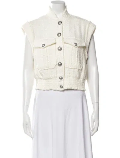 Pre-owned Veronica Beard Tweed Pattern Vest In Neutral