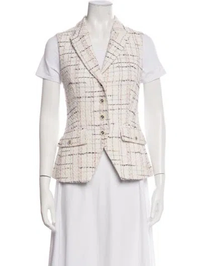 Pre-owned Veronica Beard Tweed Pattern Vest In Neutrals