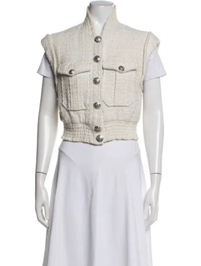Pre-owned Veronica Beard Tweed Pattern Vest In Neutrals