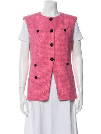 Pre-owned Veronica Beard Tweed Pattern Vest In Pink