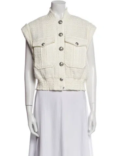Pre-owned Veronica Beard Tweed Pattern Vest In White