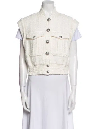 Pre-owned Veronica Beard Tweed Pattern Vest In White