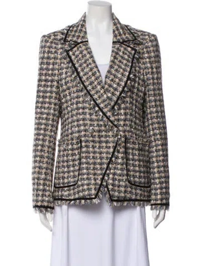Pre-owned Veronica Beard Tweed Plaid Print Blazer In Neutral