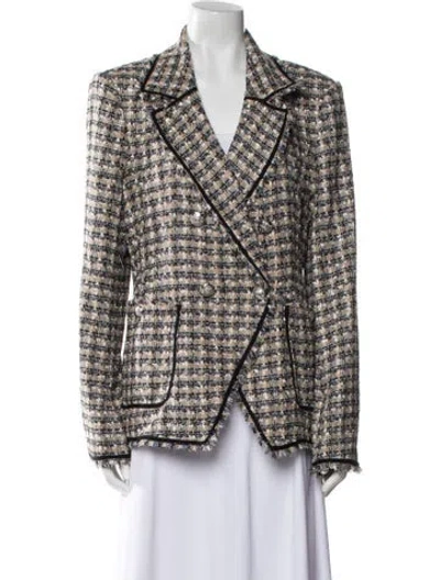 Pre-owned Veronica Beard Tweed Plaid Print Blazer In Neutral