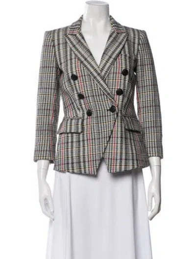 Pre-owned Veronica Beard Tweed Plaid Print Blazer In White