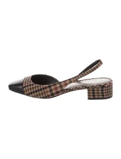Pre-owned Veronica Beard Tweed Plaid Print Slingback Pumps In Multi
