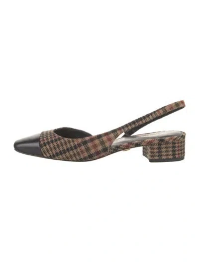 Pre-owned Veronica Beard Tweed Plaid Print Slingback Pumps In Multi