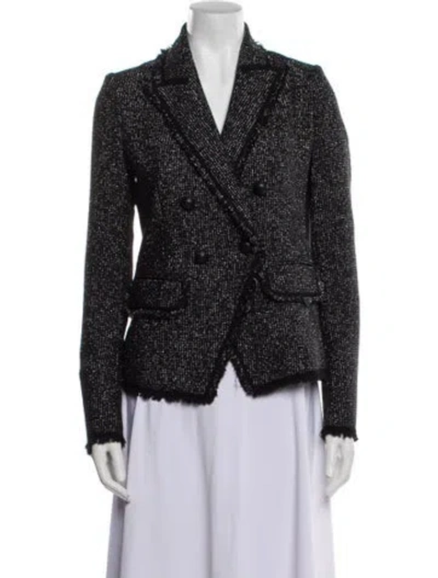 Pre-owned Veronica Beard Tweed Printed Evening Jacket In Black
