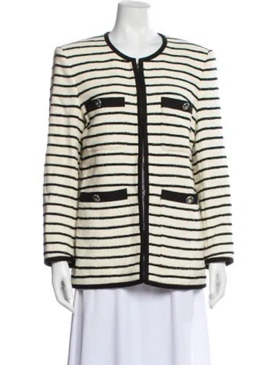 Pre-owned Veronica Beard Tweed Striped Evening Jacket In Neutral
