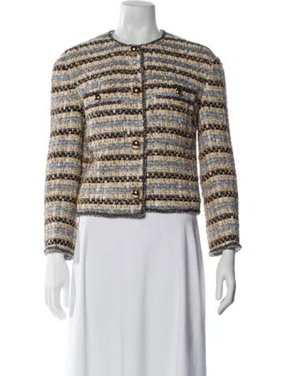 Pre-owned Veronica Beard Tweed Striped Jacket In Multi
