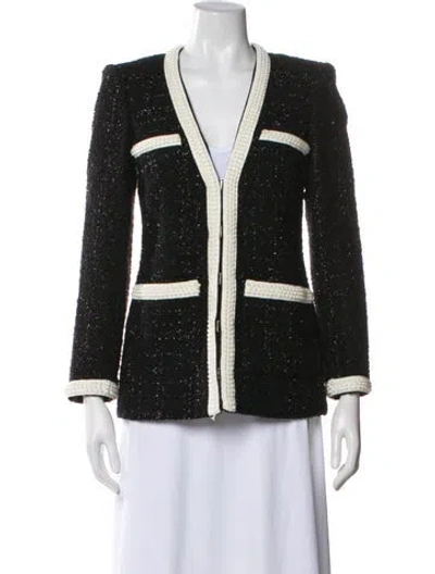Pre-owned Veronica Beard Tweed Tweed Pattern Evening Jacket In Black